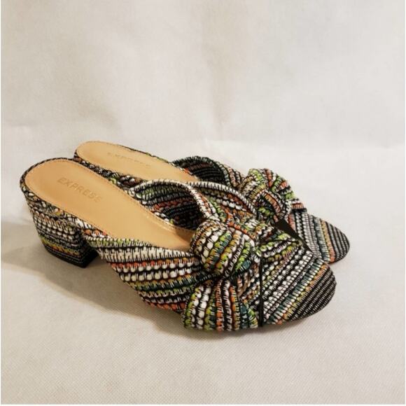 Express Shoes - Express NWT Striped Bow Heels NWT